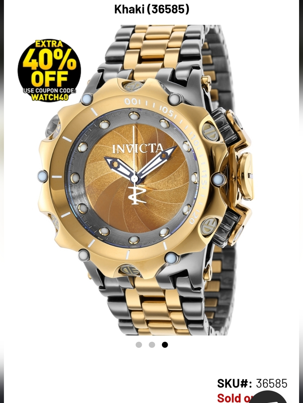 Invicta Reserve Venom Shutter Model 36585 Swiss Ronda 5050.C Quartz Chronograph - Picture 8 of 9